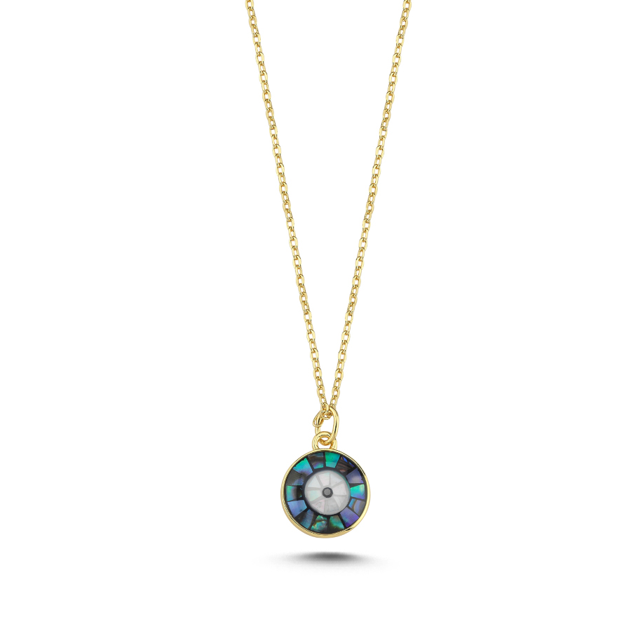 Mosaic Mother of Pearl Eye Silver Women's Necklace - CNG Jewels