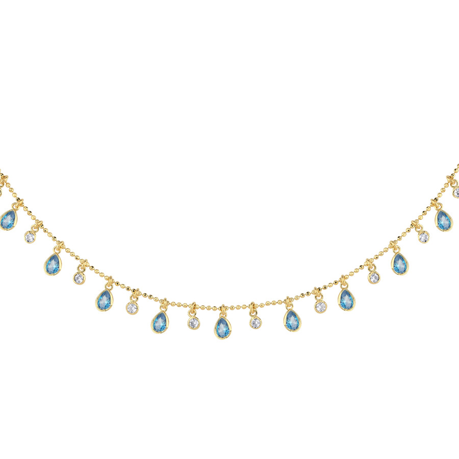 Multi Blue Damla Taşlı Gold Gümüş Kolye - CNG Jewels (1)