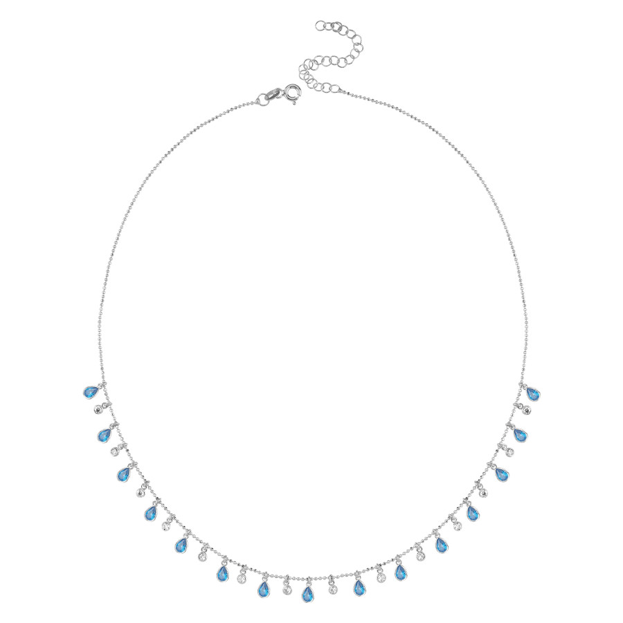 Multi Blue Damla Taşlı Gümüş Kolye - CNG Jewels