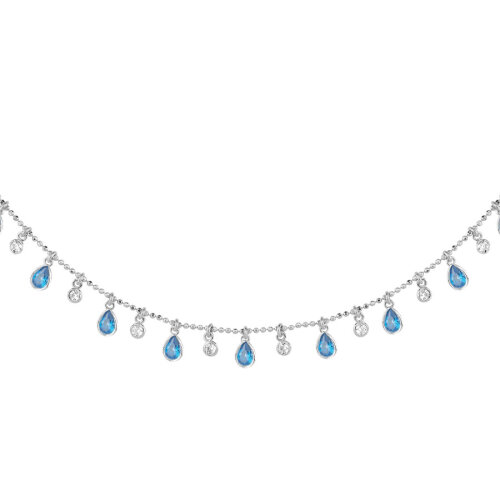 Multi Blue Damla Taşlı Gümüş Kolye 