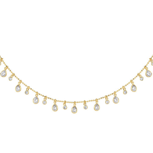 Multi Damla Taşlı Gold Gümüş Kolye 