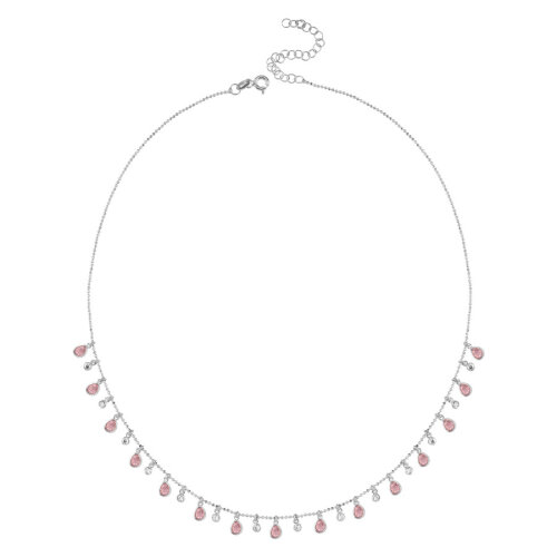 Multi Pembe Damla Taşlı Gümüş Kolye - CNG Jewels