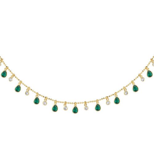Multi Yeşil Damla Taşlı Gold Gümüş Kolye - CNG Jewels (1)