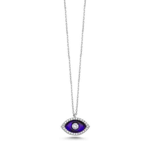 Murano Küçük Lacivert Göz Gümüş Kadın Kolye - CNG Jewels
