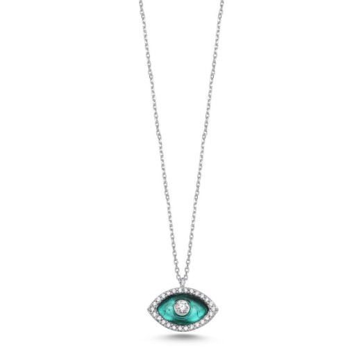 Murano Küçük Mint Göz Gümüş Kadın Kolye - CNG Jewels