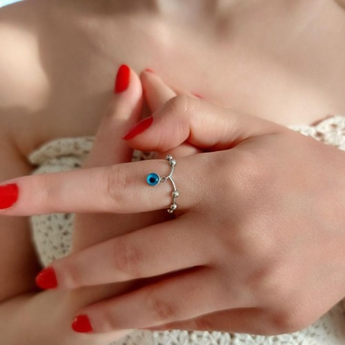 Nazar Boncuğu Gümüş Kadın Yüzük - CNG Jewels