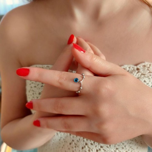 Nazar Boncuğu Gümüş Kadın Yüzük - CNG Jewels (1)