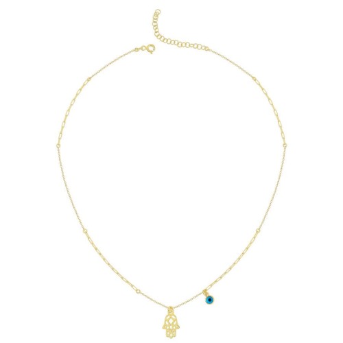Nazar Boncuklu Fatma Ana Eli Kadın Gümüş Kolye - CNG Jewels (1)