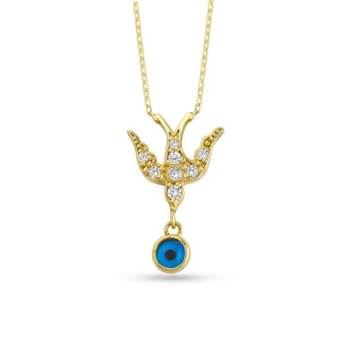 Nazar Boncuklu Kırlangıç Kadın Gümüş Kolye - CNG Jewels