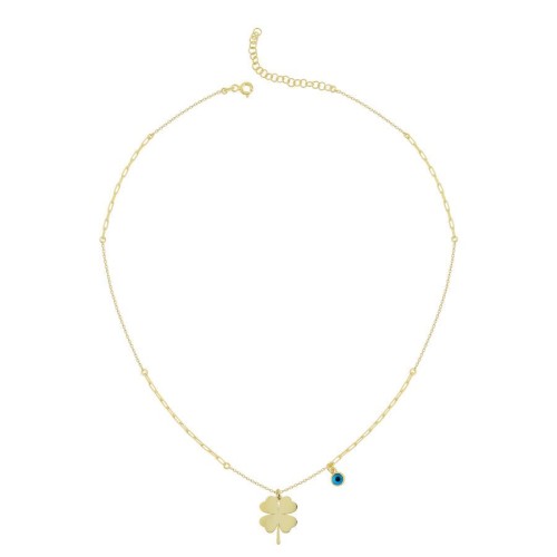 Nazar Boncuklu Yonca Kadın Gümüş Kolye - CNG Jewels (1)