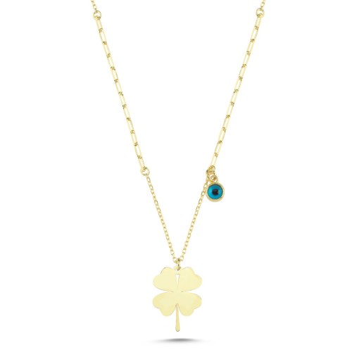 Nazar Boncuklu Yonca Kadın Gümüş Kolye - CNG Jewels