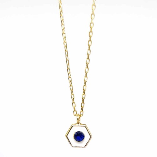 Minik Beyaz Altıgen Tektaş Gümüş Bayan Kolye - CNG Jewels