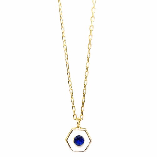 Minik Beyaz Altıgen Tektaş Gümüş Bayan Kolye - CNG Jewels (1)