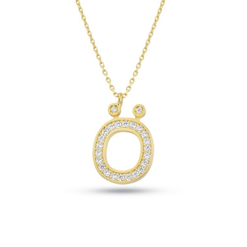 Ö Harfi Taşlı Altın Kolye - CNG Jewels