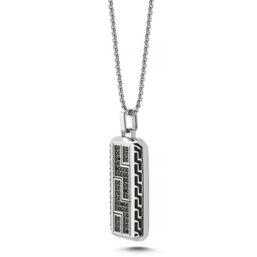 Oktagon Tetris Taşlı Çelik Erkek Kolye - CNG Jewels (1)