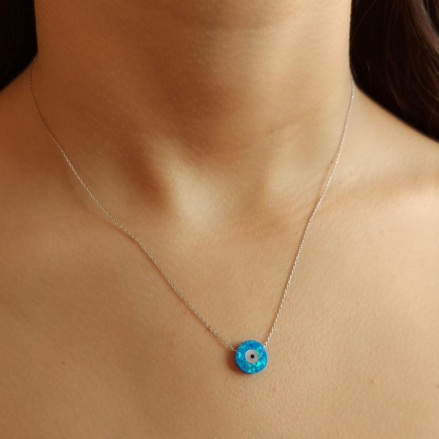 Opal Mother of Pearl Eye Silver Women's Necklace - CNG Jewels (1)