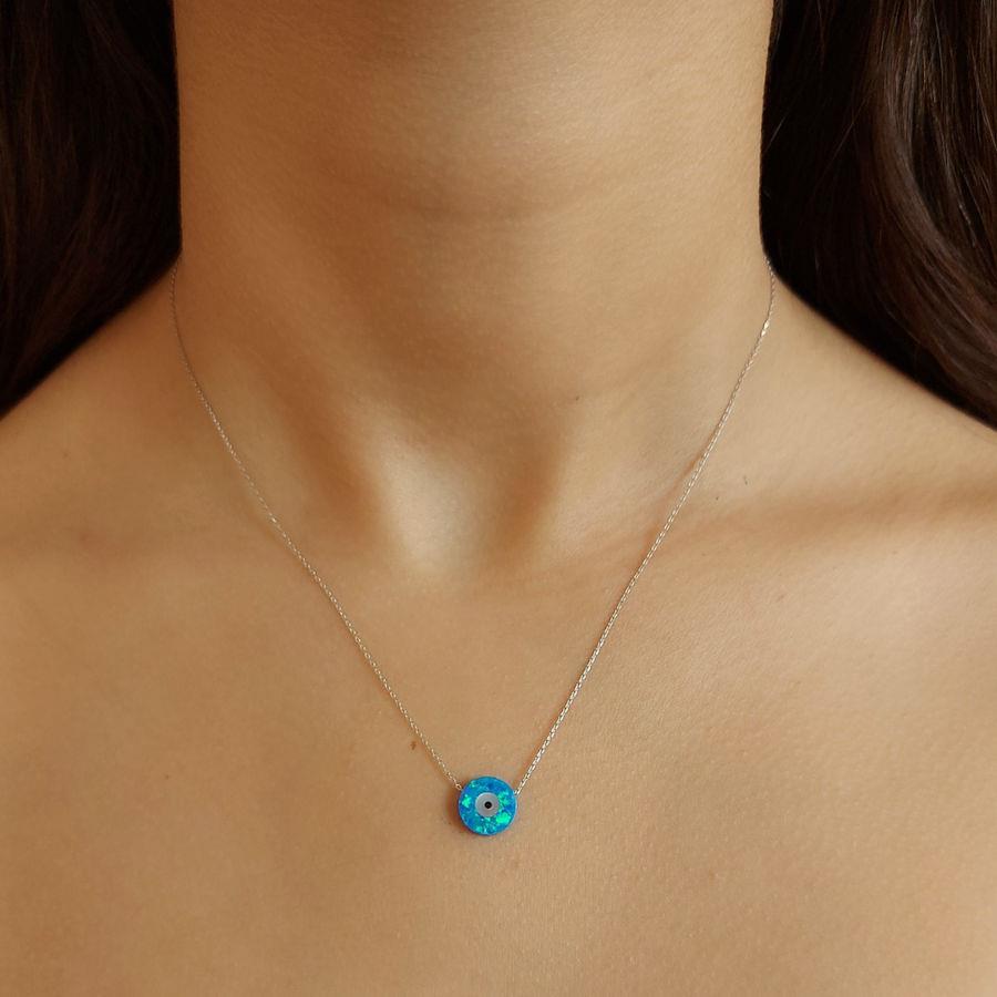 Opal Sedef Göz Gümüş Kadın Kolye - CNG Jewels