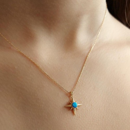 North Star Gold Silver Women's Necklace with Opal Stone - CNG Jewels (1)