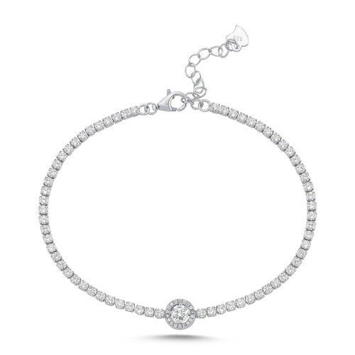 Ortası Tektaş 2mm Su Yolu Gümüş Bileklik - CNG Jewels (1)