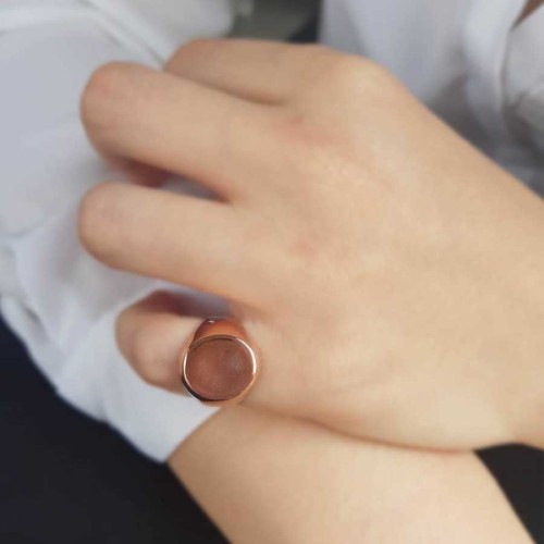 Oval Flat Pinky Finger Silver Women's Ring 