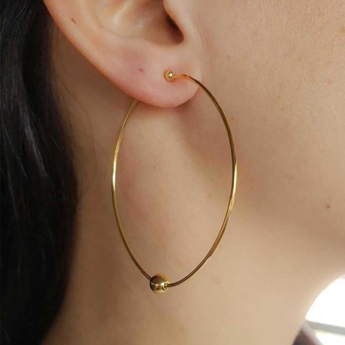 Oval Halka Gold İtalyan Gümüş Kadın Küpe - CNG Jewels