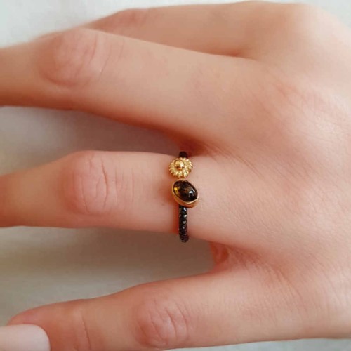 Oval Küçük Yeşil Turmalin Gümüş Bayan Yüzük - CNG Jewels