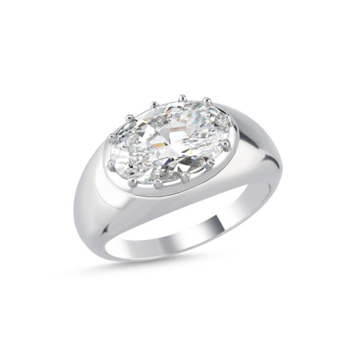 Oval Tektaş Kadın Gümüş Yüzük - CNG Jewels