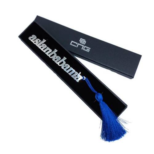 Özel El Yapımı Aslan Babama Gümüş Kitap Ayracı - 3