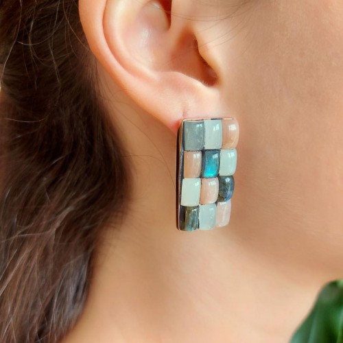 Özel Tasarım Aytaşı ve Labradorit Gümüş Kadın Küpe - CNG Jewels (1)