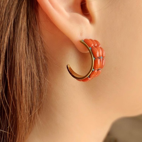 Özel Tasarım Corallo Gold Gümüş Kadın Küpe - CNG Jewels (1)