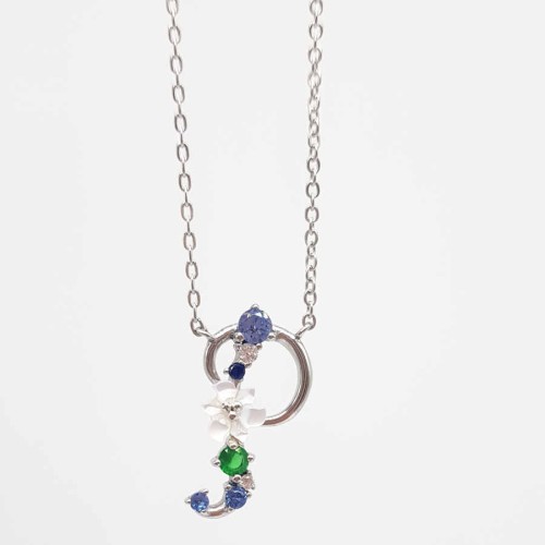 Letter P Floral Silver Women's Necklace - CNG Jewels