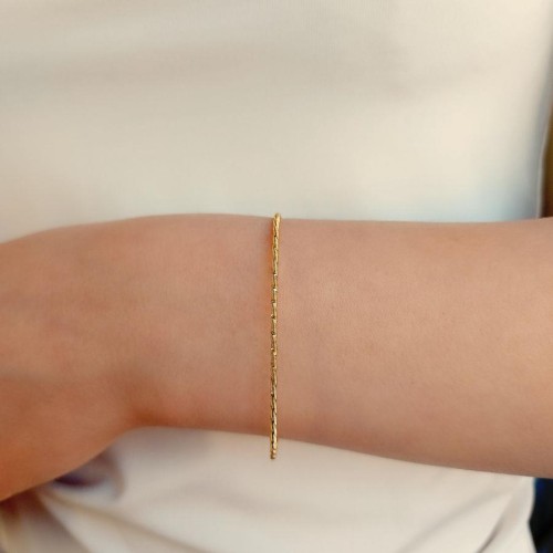 Parlak Kalem İşli İnce İtalyan Gold Gümüş Bileklik - CNG Jewels (1)
