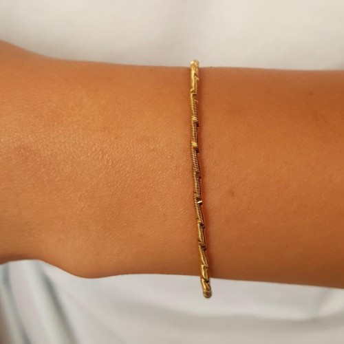 Parlak Kalem İşli İtalyan Gold Gümüş Bileklik - CNG Jewels