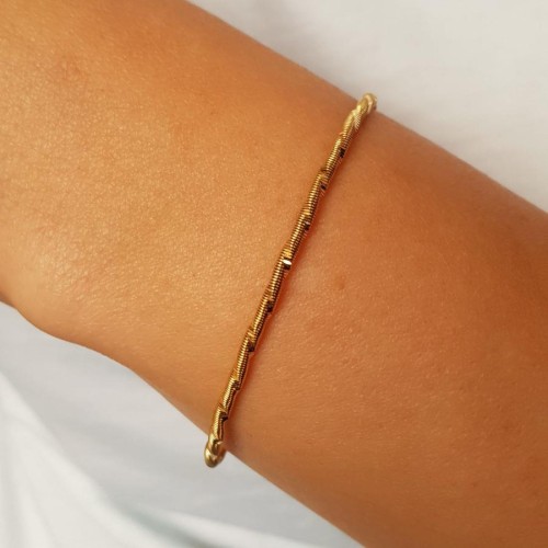 Parlak Kalem İşli İtalyan Gold Gümüş Bileklik - CNG Jewels (1)