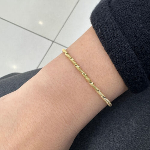 Parlak Kalem İşli İtalyan Gold Gümüş Bileklik - CNG Jewels