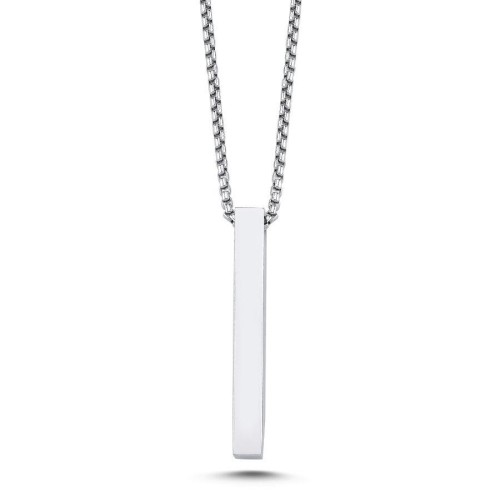 Parlak Üç Boyutlu Çubuk Çelik Erkek Kolye - CNG Jewels