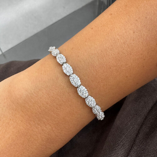 Pave Almond Silver Waterway Bracelet - CNG Jewels (1)