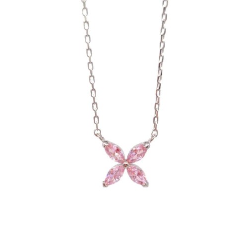 Pembe Markiz Roza Gümüş Kadın Kolye - CNG Jewels