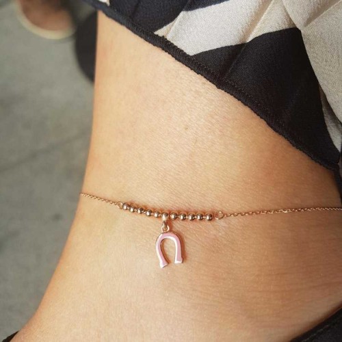 Pembe Renk Nal Gümüş Halhal - CNG Jewels