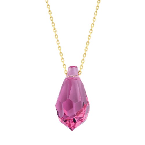 Pembe Swarovski Crystal Altın Kolye - CNG Jewels