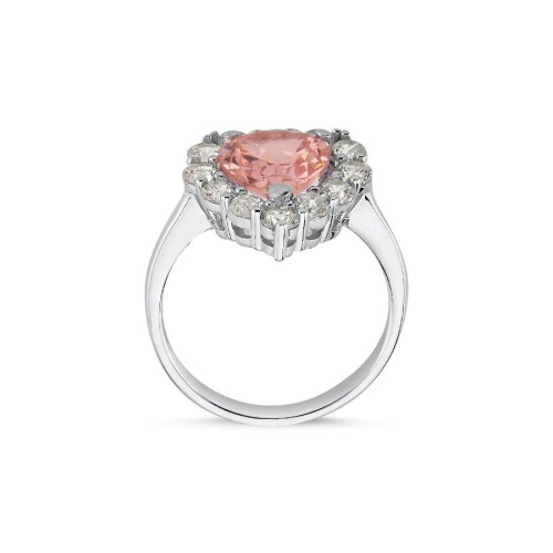 Pembe Taşlı Kalp Kadın Gümüş Yüzük - CNG Jewels (1)