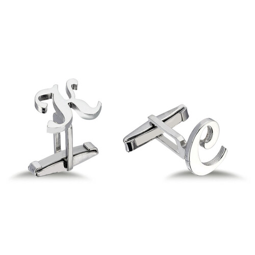 Personalized Medium Size Handwritten Silver Letter Cufflink - CNG Jewels