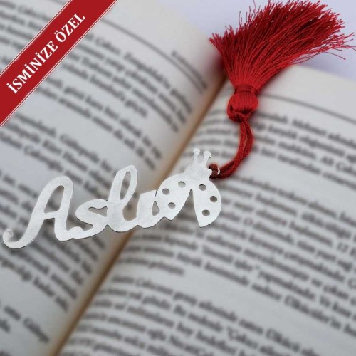  Personalized Name Silver Bookmark with Ladybug - CNG Jewels (1)