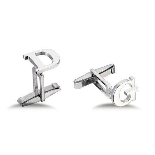  Personalized Plain Lettering Silver Letter Cufflinks - CNG Jewels