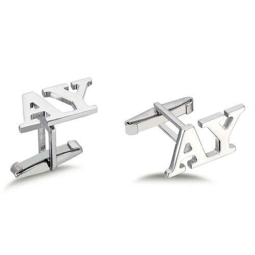 Personalized Plain Lettering Silver Two Letter Cufflinks - CNG Jewels