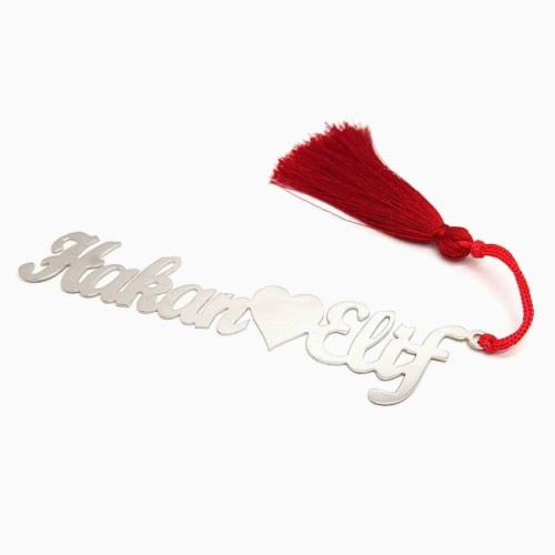 Personalized Sterling Silver Bookmark with Two Names and Heart - CNG Jewels (1)