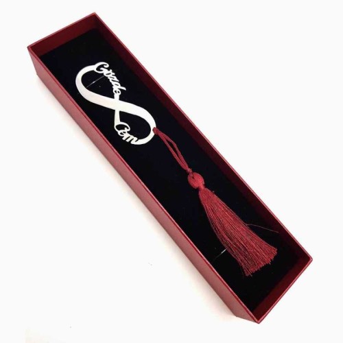 Personalized Two Name Infinity Silver Bookmark - CNG Jewels