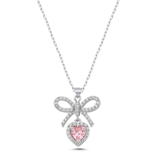 Pinky Kalp Fiyonk Gümüş Kadın Kolye - CNG Jewels