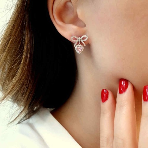Pinky Kalp Fiyonk Gümüş Kadın Küpe - CNG Jewels (1)