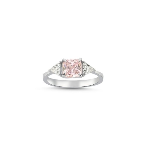 Pırlanta Cushin Kesim Soft Pembe Gümüş Kadın Yüzük - CNG Jewels